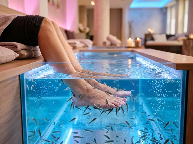 Peceras de fish spa esterilizadas con ozono y lámparas ultravioleta UV