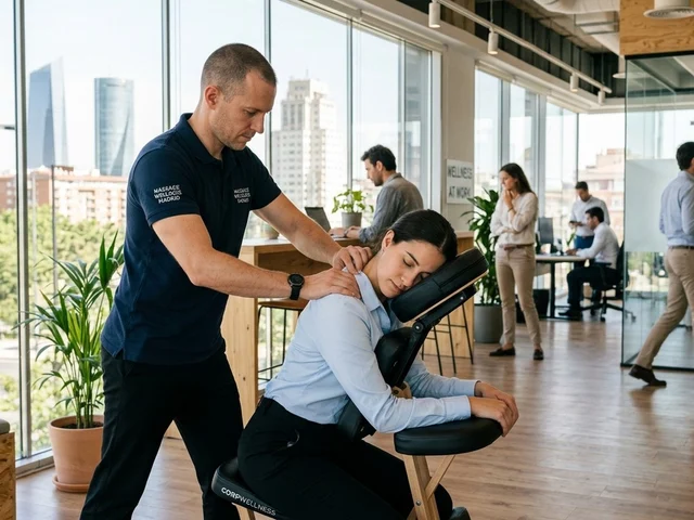 Masaje en Silla Shiatsu sobre la Ropa sin Aceites Grasos para Empresas